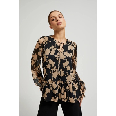 Moodo Черна риза с бежов принт Moodo Moodo | Cheren | ЖЕНИ | XS