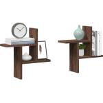 vidaXL Стенни рафтове, 2 бр, кафяв дъб, 38x12x38 см, инженерно дърво (853251)