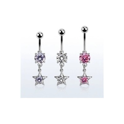 Piercingate piercing do pupíku hvězdička PBV00569 čirá – Zboží Dáma