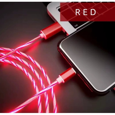 LED magnetický svítící nabíjecí kabel 2,1A pro Apple iPhone, USB-C, 1m Barva: Červená