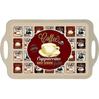 Easy Life Plastový servírovací tác Vintage Coffee velký 48x29.5 cm