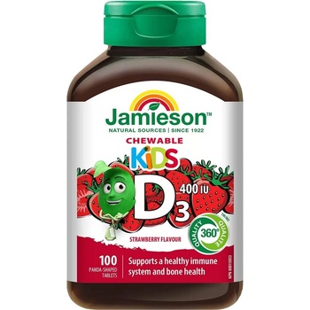 Jamieson Витамин D3 за деца, 400 IU, 100 дъвчащи таблетки, Jamieson