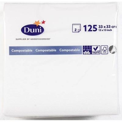 Duni servítky papierové biele 2V 33cm 125ks
