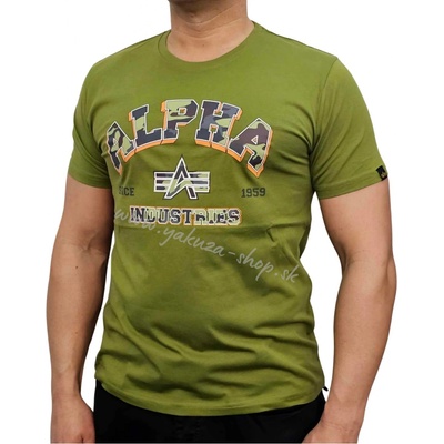 Alpha Industries tričko pánske College Camo T moss green zelené