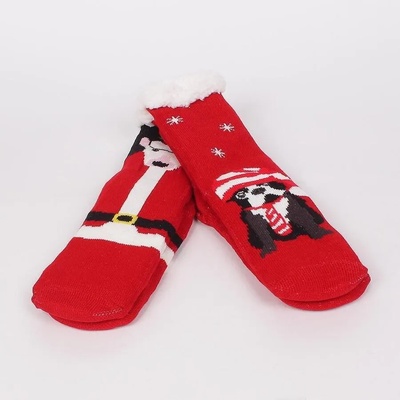 Коледни мъжки домашни чорапи в червено с кучета - 2 чифта