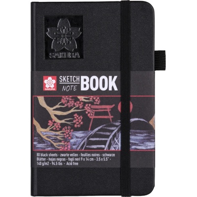 Sketchbook Sakura v pevnej väzbe s čiernym papierom 140g 9 x 14