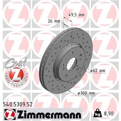 Brzdový kotúč ZIMMERMANN 540.5309.52