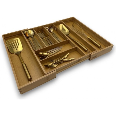 Nastavitelný organizér do šuplíku, příborník - KESPER bambusový 35 - 58 x 43 cm