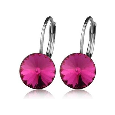 Nubis ocelové náušnice s krystaly Swarovski fuchsia NBS08-FU
