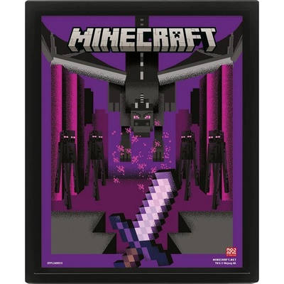 CurePink: | Proměňovací 3D obrázek Minecraft: Duel s drakem (28 x 24 cm) [EPPL2400515]