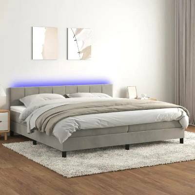 vidaXL 11461.3134423 Boxspring postel s matrací a LED světle šedá samet