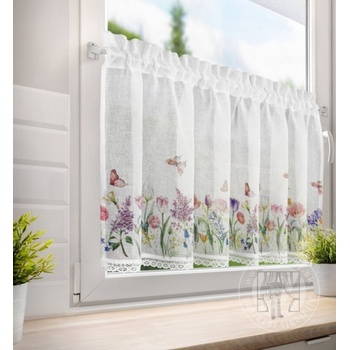 Vitrážková záclona BELLA lúčne kvety 60x150cm
