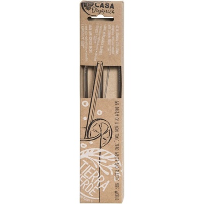 Tropikalia Set 4 Bambusových Slamiek S Kefkou