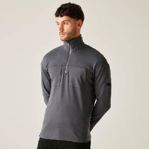 Regatta Mens Ferdo Half-Zip Cotton Funnel-Neck Fleece - Dark Grey