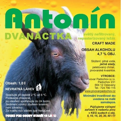 Pivovar Padochov Antonín 12° 1 l (pet)
