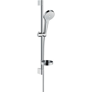 Hansgrohe Croma Select S - Комплект от душ-глава, штанга и маркуч, 3 режима на струята, EcoSmart, бял/хром 28170400 (28170400)