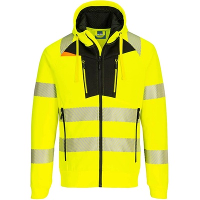 Portwest hi-vis dx477 / Светлоотразителен полар с качулка - hv Жълто/Черно xl (dx477ybrxl)