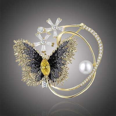 Éternelle brož Swarovski Elements Accia motýl B1071/V Zlatá