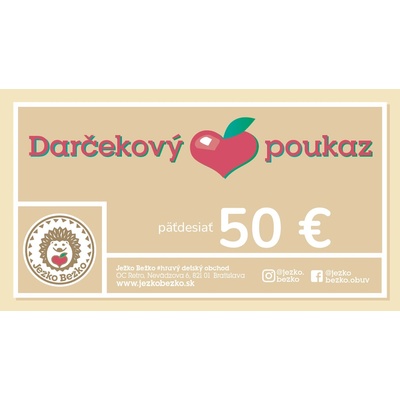 DARČEKOVÁ POUKÁŽKA 50 EUR Typ poukazu: Digitálna poukážka, Hodnota poukazu: 50
