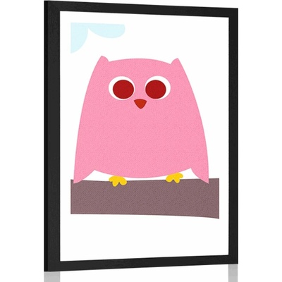 Plakát s paspartou roztomilé sovičky - 30x45 black