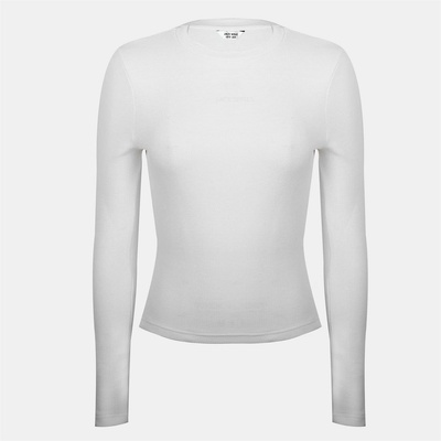 Jack Wills Бебешка тениска Jack Wills Women's Waffle LSBaby Cotton Crew Neck Slim Fit Long Sleeve T-Shirt - Vintage White