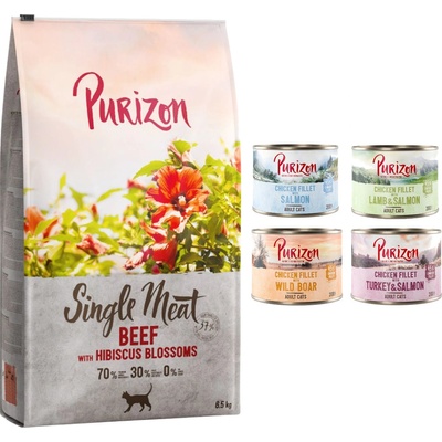 Purizon Single Meat hovädzie s kvetmi ibišteka 6,5 kg
