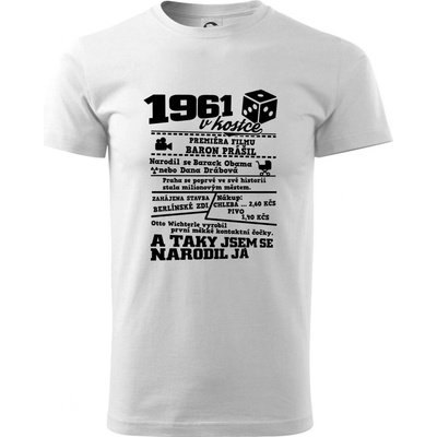 1961 v kostce klasické pánské triko bílá