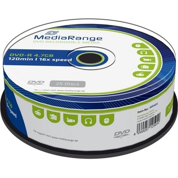 MediaRange Оптичен носител DVD-R, 4.7GB, Media Range, 16x, 25бр (MR403)