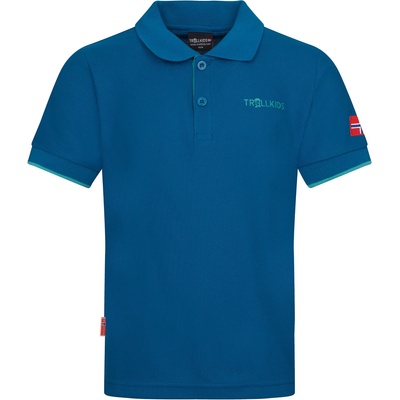 Trollkids Детска поло тениска Trollkids Kid's Bergen Polo XT Polo shirt - Summernight Blue / Blue Coral - размер 98 (EU) (704-1800-0812)