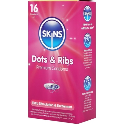 Skins - оребрен и точков презерватив (16 бр. )