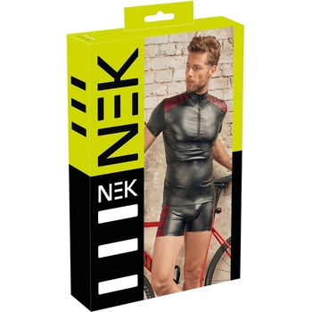 NEK - мъжко яке с цип и червени елементи (черно) - xl