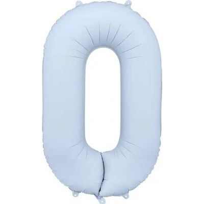 PartyDeco Balónek fóliový číslo 0 mlhavě modrá 86 cm
