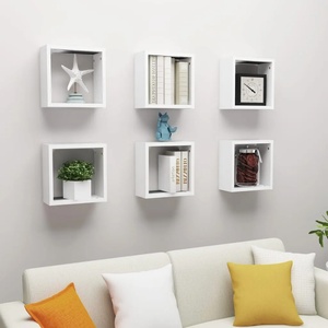 vidaXL Стенни кубични рафтове, 6 бр, бели, 30x15x30 см (807000)