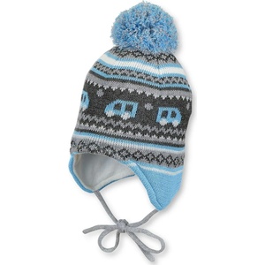 Sterntaler Зимна шапка с пискюл Sterntaler - 45 cm, 6-9 месеца, сиво-синя (4701756-542) - ozone