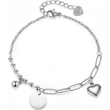 Meucci Ocelový náramek s medailonem srdíčkem a kuličkou DB441