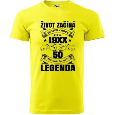Dobrý Triko pánské tričko Život začíná 50 Citrónová