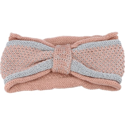 Dvojbarevná pletená dámská čelenka ve tvaru mašle Silvia růžová