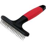 Ferplast Dog and cat rake - Двуредова метална четка с въртящи се зъбци за кучета със средно и дълга козина, 11 x 3 x h 15, 5 см