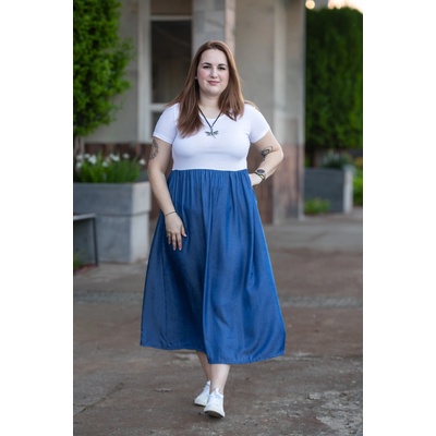 Dlouhé šaty Brina černá se sv.modrou – Zboží Dáma