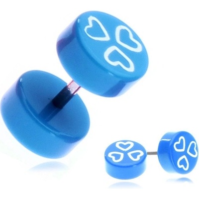 Šperky eshop fake piercing do ucha z akrylu modrá kolečka a srdíčka PC33.17