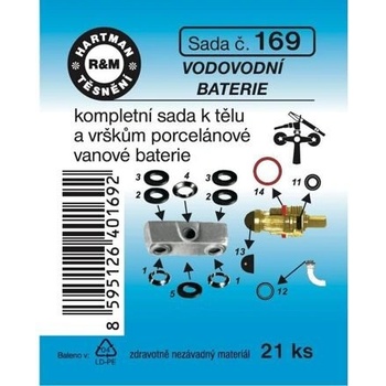HARTMAN těsnění k tělu a vrškům vanových a sprchových porcelánových baterií, sada č. 169