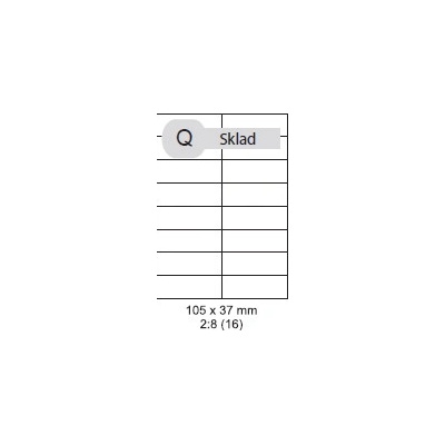 Print etikety 105x37mm, biele, 16ks/A4, 100 A4/bal