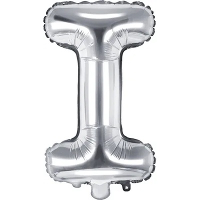 PartyDeco Балон от фолио Mini - Буква I 35см сребърен