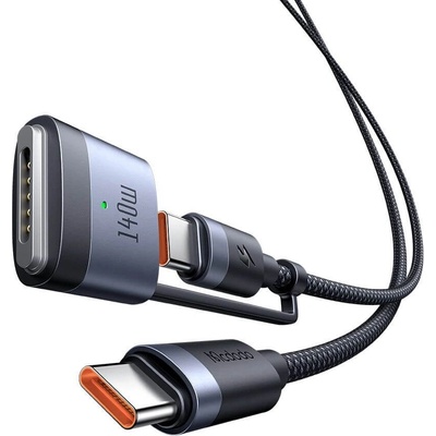 Mcdodo Качествен USB-C към USB-C кабел с MagSafe 3 адаптер - Mcdodo 2in1 USB-C to USB-C and MagSafe 3 Adapter Cable 240W (200 см) (черен) (CA-0140)