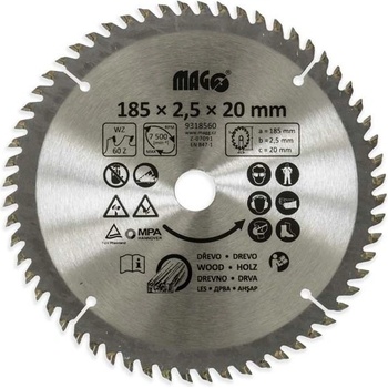 MAGG Pilový kotouč 185x2,5x20mm/60 zubů střídavě šikmé 9318560