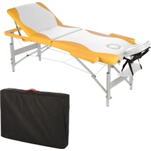 Mucola masážní stůl 3 zónová masážní lavice skládací kosmetický stůl masážní stůl mobilní terapeutický stůl hliníkový rám bílá / oranžová
