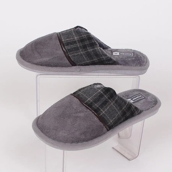 Image 1 of Мъжки домашни пантофи в сиво с каре
