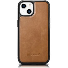 iCarer kožené iPhone 14 PLUS Oil wax real leather back cover Light hnedé