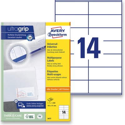 Avery Zweckform 3477 univerzální etikety 105,0 x 41,0 mm 1400 etiket bílé