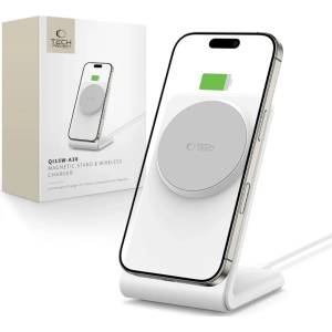 Tech-Protect qi15w-a38 МАГНИТЕН magsafe БЕЗЖИЧЕН ЗАРЯДНИ УРЕД БЯЛ (5906302372201)